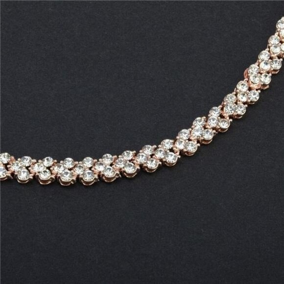 Classic CZ/ Rhinestone Tennis Bracelets – Silver & Rose Gold Pair- Evening, Work - Picture 5 of 7